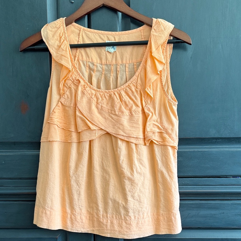 Elegant Peach Ruffle Tank Top